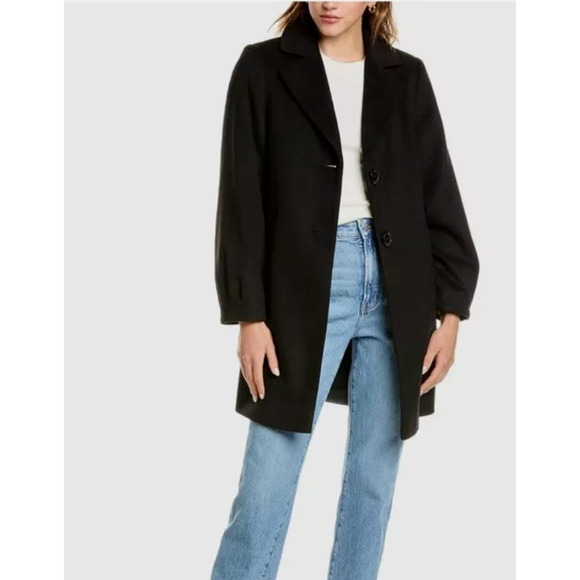 Sam Edelman Women's Size 12 Billow Sleeve Wool Blend Coat Black - Picture 1 of 8